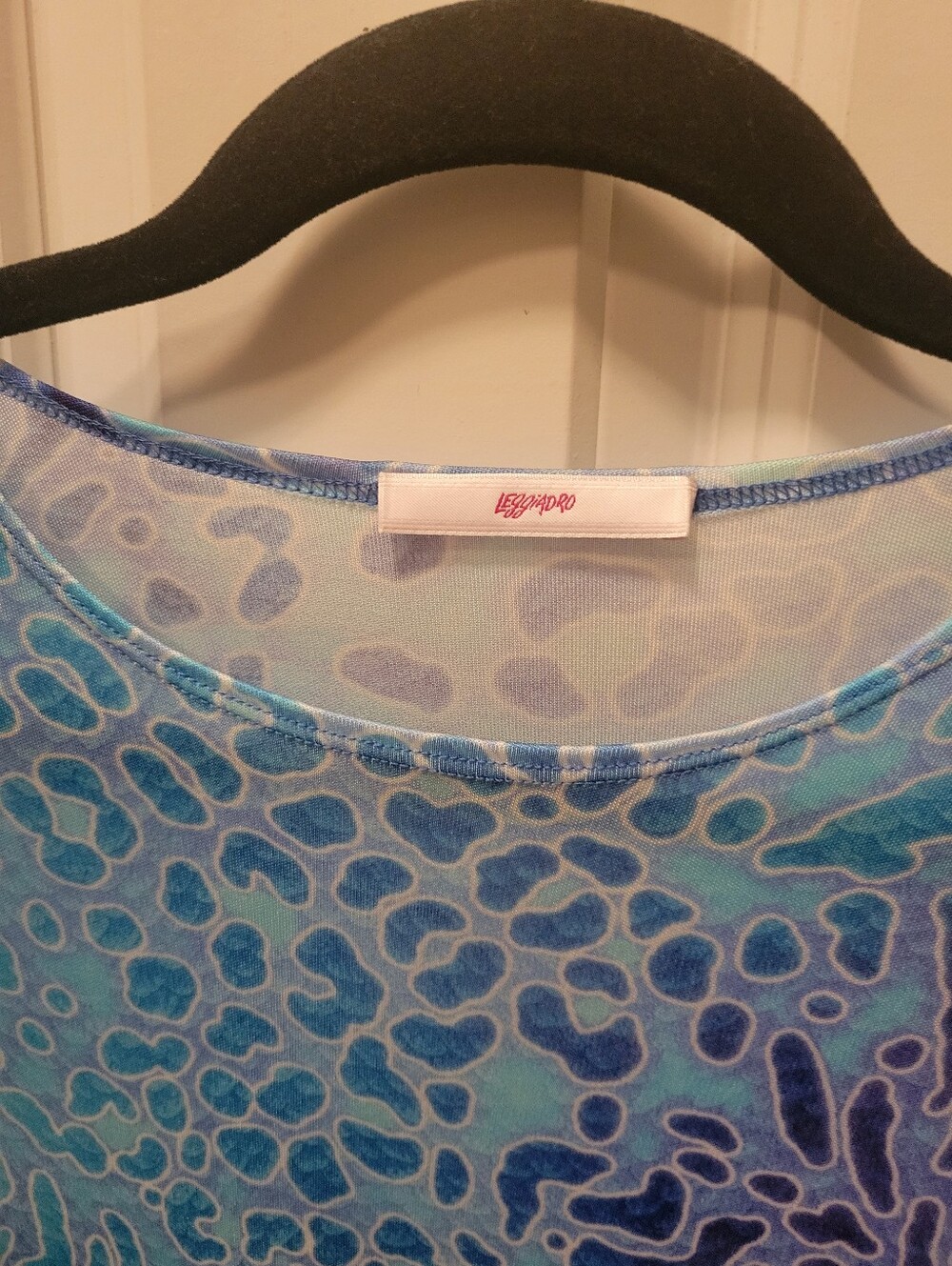 Leggiadro Aqua and Navy Printed Midi Dress - Picture 2 of 4
